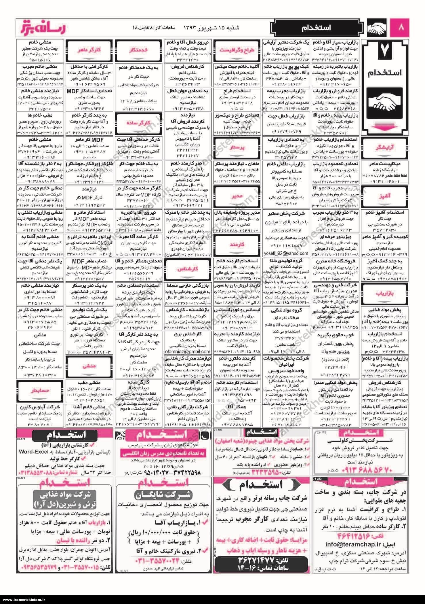 دانلود روزنامه نیازمندیهای صبح تهران